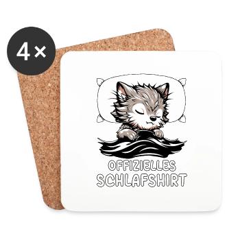 Chemise de nuit officielle loup-garou - Dessous de verre (lot de 4) - blanc - Devant