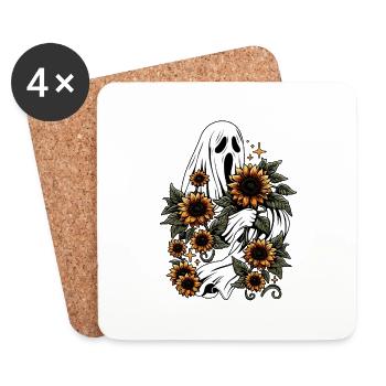 Creepy Ghost With Sunflowers - Untersetzer (4er-Set) - Weiß - Vorne