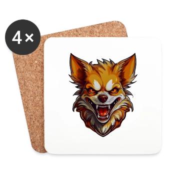 Wild angry pugnacious combative Chihuahua - Coasters (set of 4) - white - Front