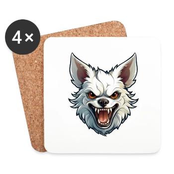Wild angry pugnacious combative Chihuahua - Coasters (set of 4) - white - Front