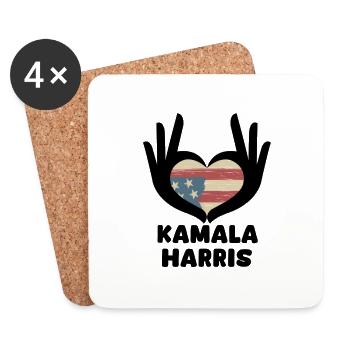 Kamala Harris Heart Hand - Coasters (set of 4) - white - Front