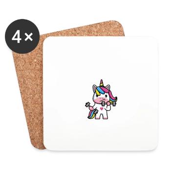 Funny Cute Unicorn Workout Gym Fitness Unicorn - Dessous de verre (lot de 4) - blanc - Devant