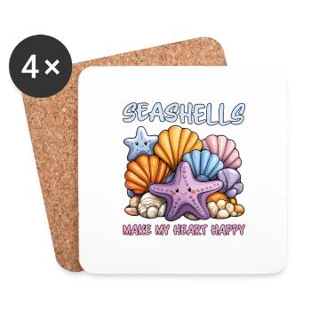 Seashells Beach Shells Shell Collector Gift - Coasters (set of 4) - white - Front