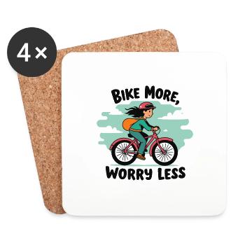 BIKE MORE, WORRY LESS - Coasters (set of 4) - white - Front