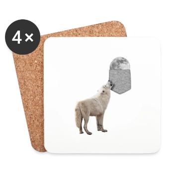 Loup hurlant à la lune dans votre fausse poche drôle - Dessous de verre (lot de 4) - blanc - Devant