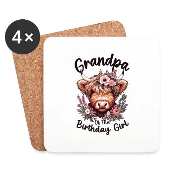 Papi de la fille d’anniversaire - Dessous de verre (lot de 4) - blanc - Devant