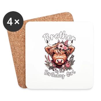 Frère De La Fille D’anniversaire - Dessous de verre (lot de 4) - blanc - Devant