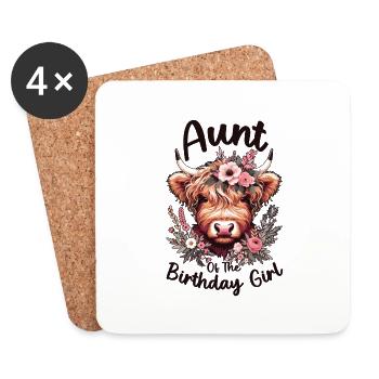 Tante de la fille d’anniversaire - Dessous de verre (lot de 4) - blanc - Devant