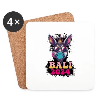 Bali 2024 Âne de fête - Dessous de verre (lot de 4) - blanc - Devant
