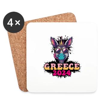 Grèce 2024 Âne de fête - Dessous de verre (lot de 4) - blanc - Devant