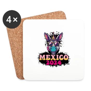 Mexique 2024 Âne de fête - Dessous de verre (lot de 4) - blanc - Devant