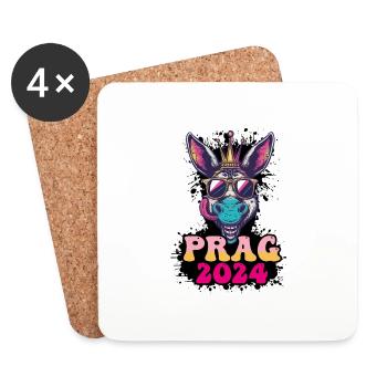 Prague 2024 Âne de fête - Dessous de verre (lot de 4) - blanc - Devant
