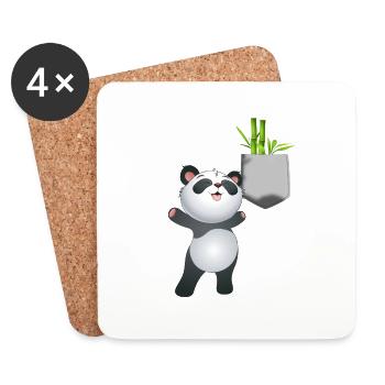 Panda Attrape Du Bambou Dans Votre Fausse Poche Fun - Dessous de verre (lot de 4) - blanc - Devant