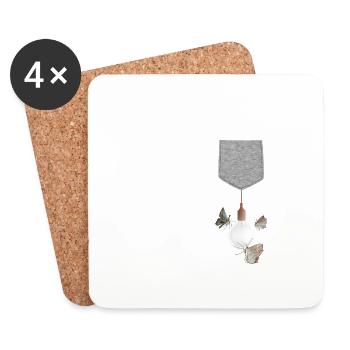 Papillon de nuit attiré par l’ampoule suspendue à la poche - Dessous de verre (lot de 4) - blanc - Devant