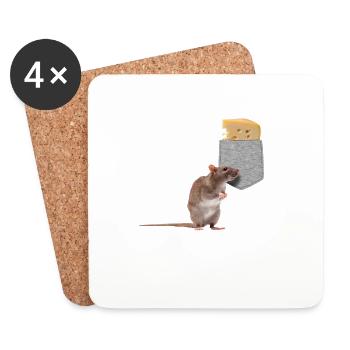 Souris Cherchant Du Fromage Dans Votre Fausse Poche Fun - Dessous de verre (lot de 4) - blanc - Devant