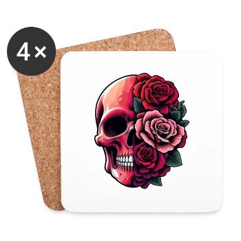 Skull and Bouquet - Coasters (set of 4) - white - Front