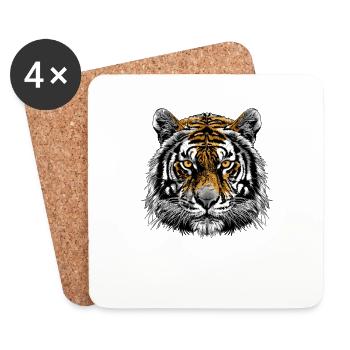 Tigre - Dessous de verre (lot de 4) - blanc - Devant