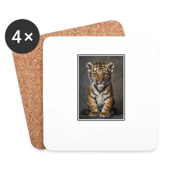 Tigre - Dessous de verre (lot de 4) - blanc - Devant