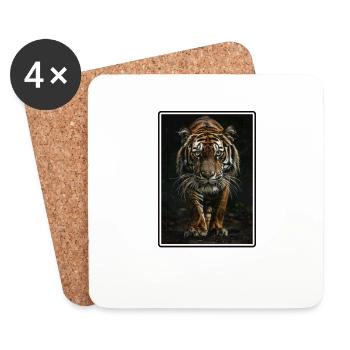 Tigre - Dessous de verre (lot de 4) - blanc - Devant