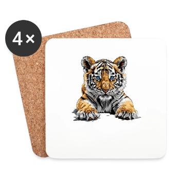Tigre du Bengale Roi Tigre - Dessous de verre (lot de 4) - blanc - Devant