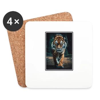 Tigre du Bengale Roi Tigre - Dessous de verre (lot de 4) - blanc - Devant