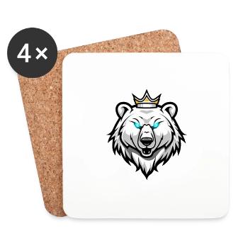 Tête d’ours polaire Couronne d’ours polaire - Dessous de verre (lot de 4) - blanc - Devant