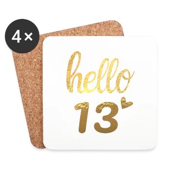 Hello 13 gold - Coasters (set of 4) - white - Front