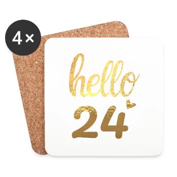 Hello 24 doré - Dessous de verre (lot de 4) - blanc - Devant
