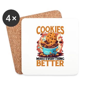 Les cookies rendent tout meilleur 8 - Dessous de verre (lot de 4) - blanc - Devant
