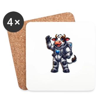 Astronaut Cow Space Universe Cosmonaut - Coasters (set of 4) - white - Front