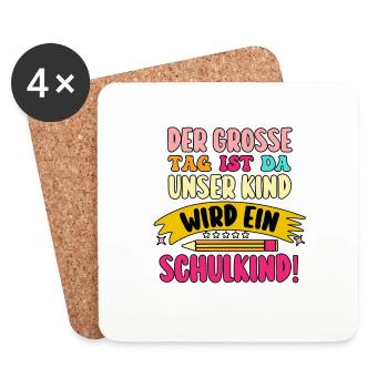 Eltern Schulkind Grundschule Erste Klasse Einschul - Untersetzer (4er-Set) - Weiß - Vorne