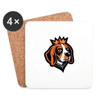 Couronne de tête de chien Beagle - Dessous de verre (lot de 4) - blanc - Devant
