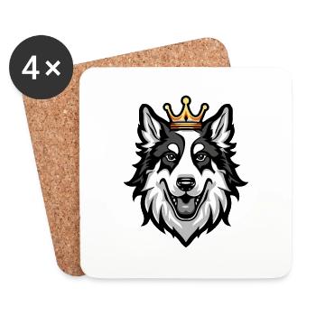 Border Collie Tête de Chien Couronne - Dessous de verre (lot de 4) - blanc - Devant