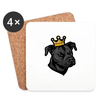 Staffordshire Bull Terrier Couronne de chien - Dessous de verre (lot de 4) - blanc - Devant