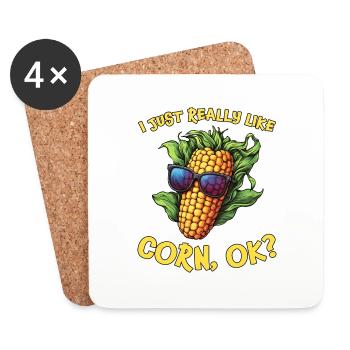 Corn on the cob saying corn funny corn on the cob gift - Coasters (set of 4) - white - Front