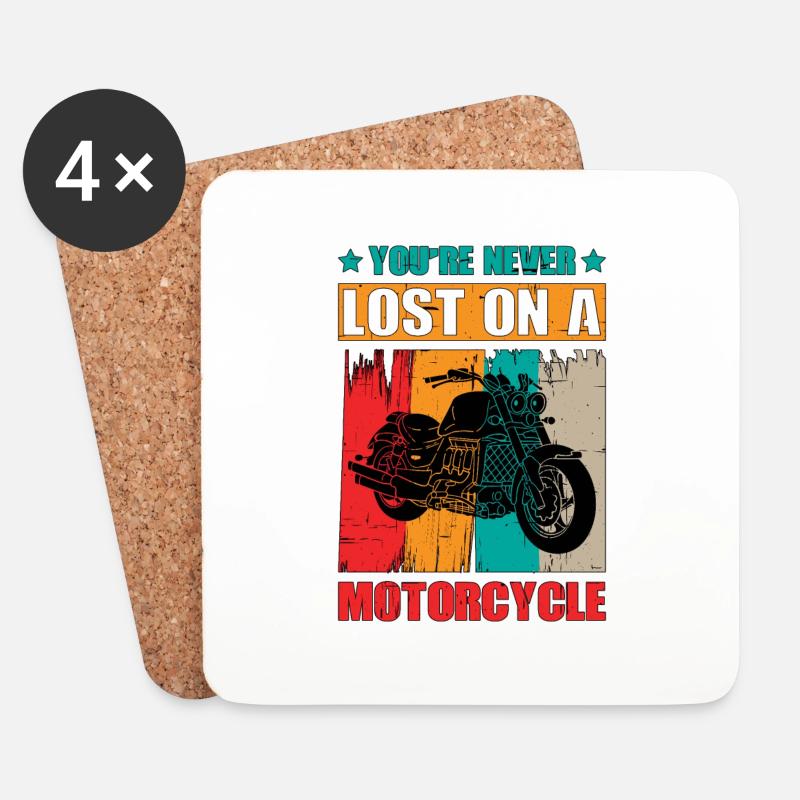 You're Never Lost On A Motorcycle 3 - Untersetzer (4er-Set) - Weiß
