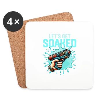 Let's Get Soaked Squirt Gun Summer Water Fun - Coasters (set of 4) - white - Front