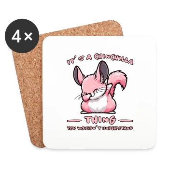 Dabbing Chinchilla Dire Blague Chinchilla Cadeau - Dessous de verre (lot de 4) - blanc - Devant