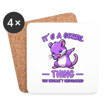 Dabbing Gerbil Saying Racing Rat Gerbil Gift - Coasters (set of 4) - white - Front