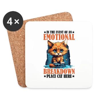 Event Of An Emotional Breakdown, Place Cat Here 4 - Coasters (set of 4) - white - Front