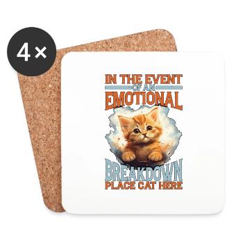 Event Of An Emotional Breakdown, Place Cat Here 5 - Coasters (set of 4) - white - Front