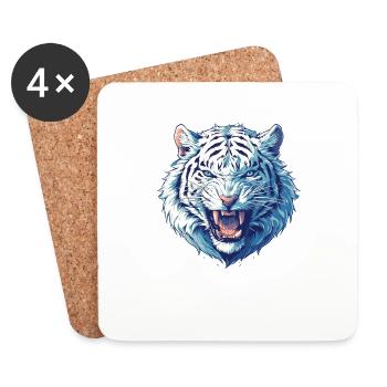 Tigre blanc Weiße Tigre Weißer Tigre - Dessous de verre (lot de 4) - blanc - Devant