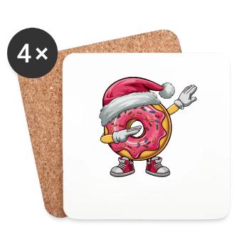 Dabbing Donut Santa Hat Christmas Dab Dance Kids - Untersetzer (4er-Set) - Weiß - Vorne