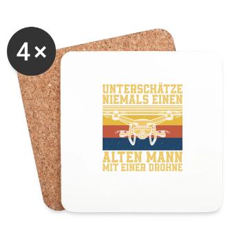 Never underestimate an old man Quadcopter - Coasters (set of 4) - white - Front