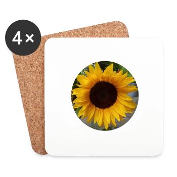 Sunflower Birthday Flower - Coasters (set of 4) - white - Front
