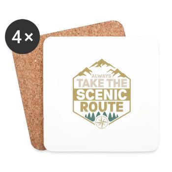 Always Take The Scenic Route Hiker Hiking - Coasters (set of 4) - white - Front
