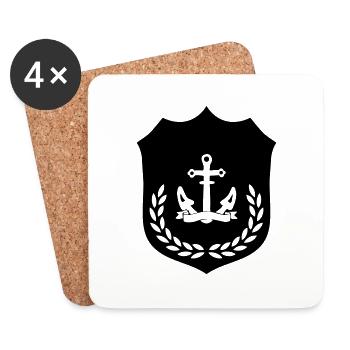 Armoiries de l’ancre - Dessous de verre (lot de 4) - blanc - Devant