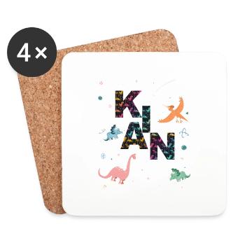 KIAN - Beautiful boy name with dinosaur - Coasters (set of 4) - white - Front