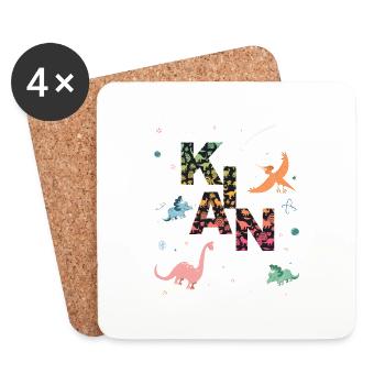 KIAN - Beautiful boy name with dinosaur - Coasters (set of 4) - white - Front