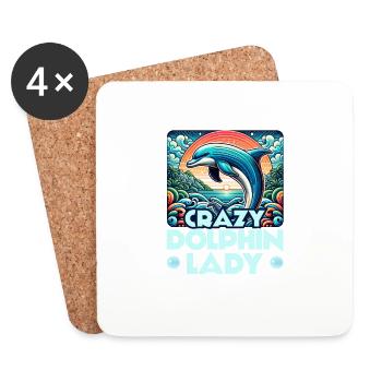 Crazy Dolphin Lady Marine Biology Beach Vacation - Untersetzer (4er-Set) - Weiß - Vorne